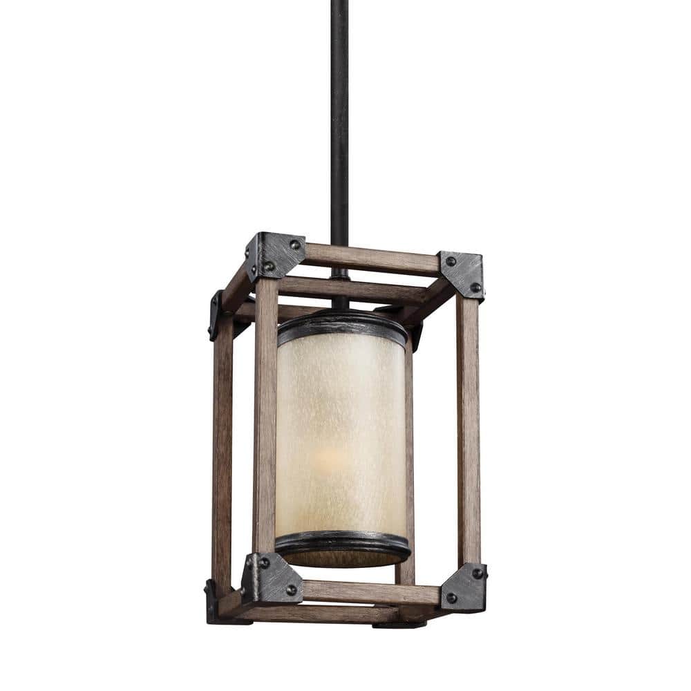 Stardust Cerused Oak Mini-Pendant with Creme Parchment Glass Shade