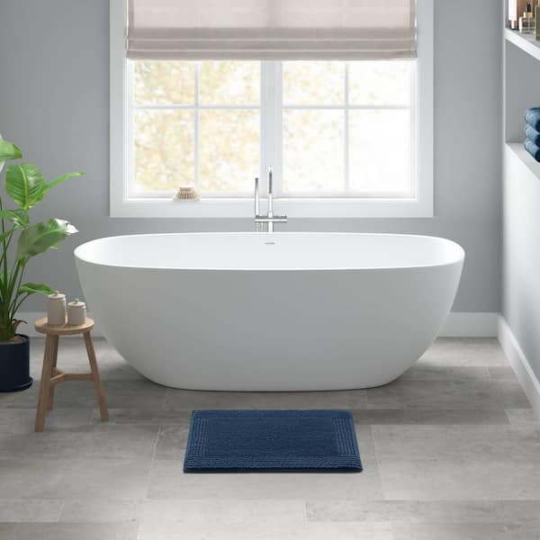 20 in. x 30 in. Navy Blue 100% Cotton Tufted 3000 GSM Reversible Bath Rug