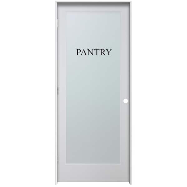 MMI Door Modern Pantry 30 in. x 80 in. Right Hand Full Lite Frosted Glass Primed MDF Single Prehung Interior Door