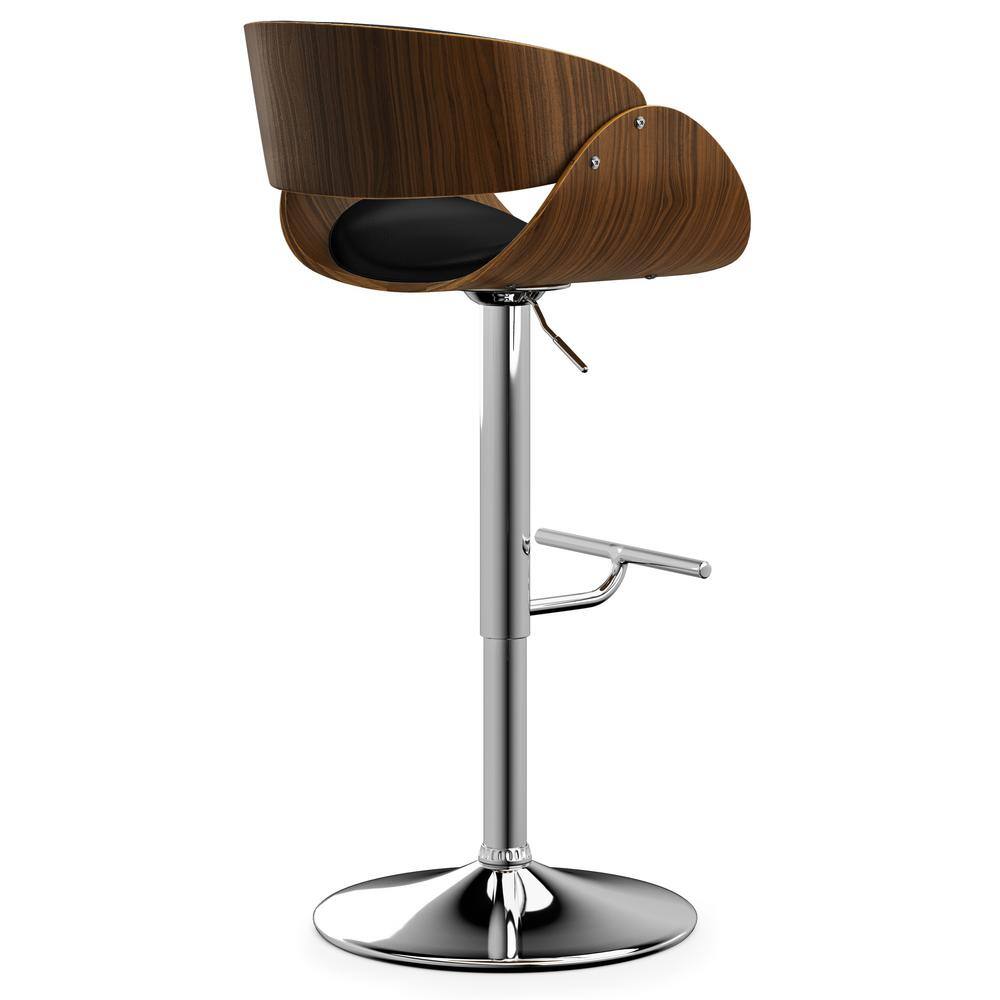 Amery Adjustable Swivel Black Wood and Metal Bar Stool