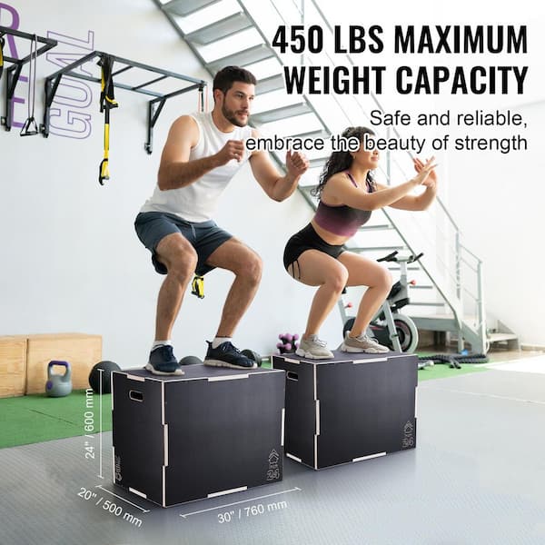 SKYSHALO 3 in 1 Plyometric Jump Box, 30/24/20 in. Wooden Plyo Box