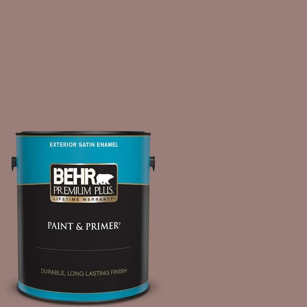 BEHR PREMIUM PLUS 1 gal. #180F-5 Cougar Satin Enamel Exterior Paint & Primer