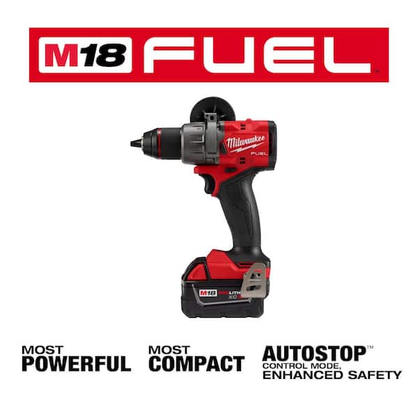 M18 FUEL 18V Lithium-Ion Brushless Cordless 1/2 in. Hammer Drill Driver Kit w/3/8 in. Mid-Torque Impact Wrench