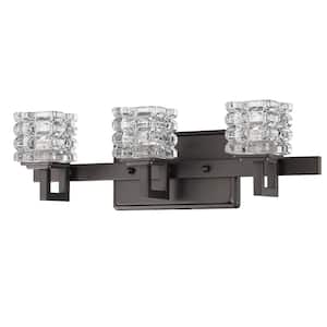 Coralie 3-Light Oil-Rubbed Bronze Vanity Light with Pressed Crystal Shades