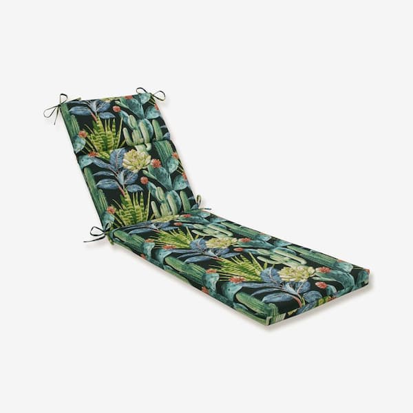 Pillow Perfect Floral 21 x 28.5 Outdoor Chaise Lounge Cushion in Black/Blue Hattaras