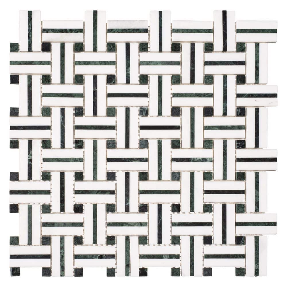 Fabrique Hessian Black 12 in. x 12 in. Woven Look Smooth Natural Stone Floo