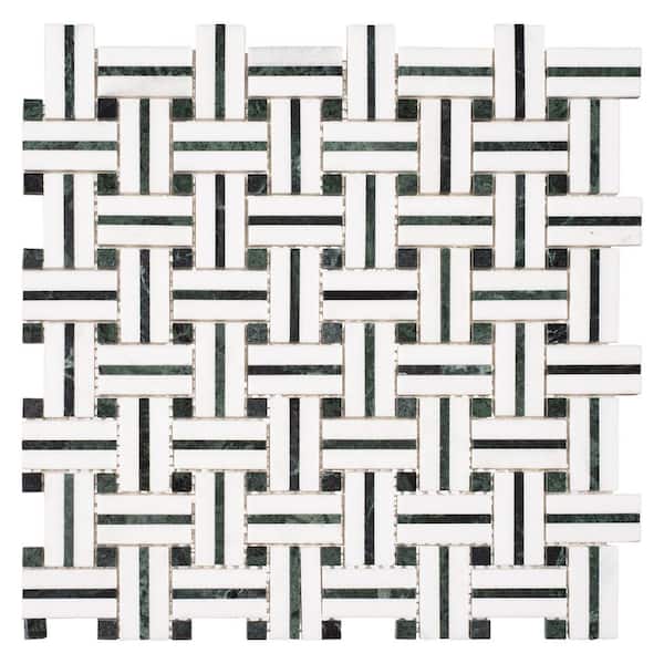 Fabrique Hessian Black 12 in. x 12 in. Woven Look Smooth Natural Stone Floor and Wall Tile (5 sq. ft. /Case)