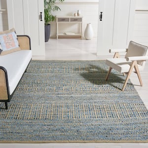 Cape Cod Natural/Blue 10 ft. x 14 ft. Distressed Striped Area Rug