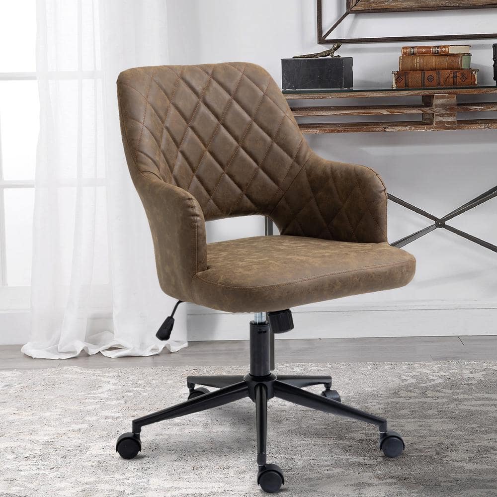 Brown Faux Leather Swivel Executive Office Chair