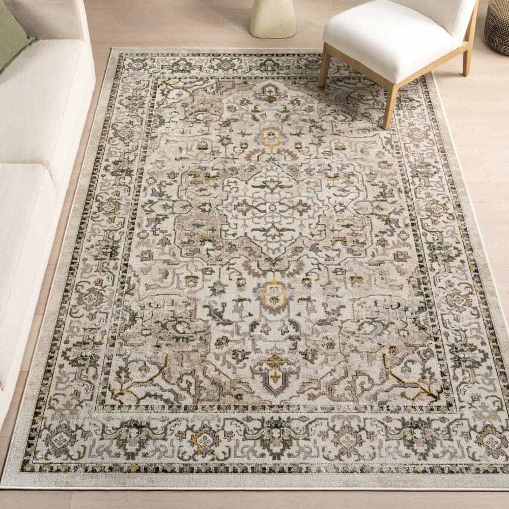 Cady Cream 8' x 10' Machine Washable Stain-Resistant Synthetic Area Rug