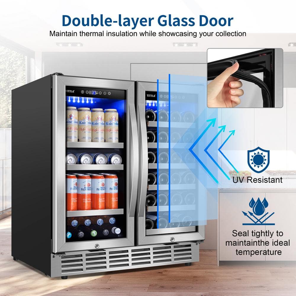 30" Stainless Steel Dual Zone Wine and Beverage Refrigerator