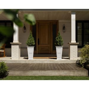 Brixton Series 26 in. Tall White Plastic Planter (2-Pack)