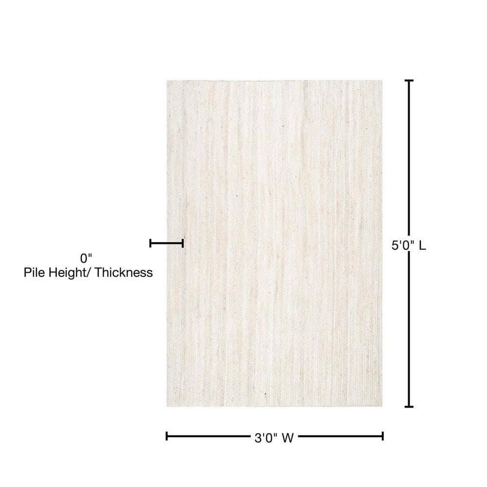 Eco-Friendly Artisanal Off White Braided Jute Rug 3' x 5'