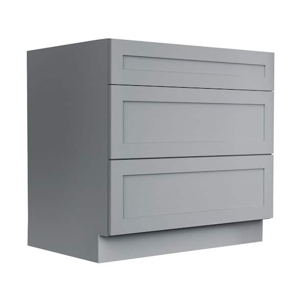 36 in W x 24 in D x 34 in H in Gray Plywood Assemble Under Kitchen Cabinet with 3 Drawer
