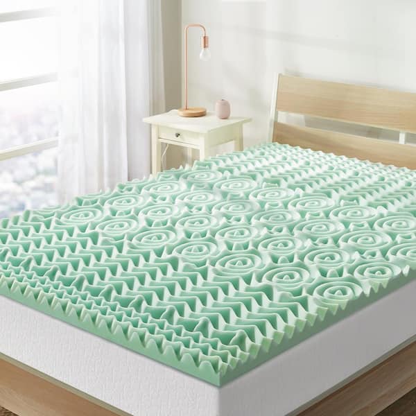 best price mattress 1.5 in. Short Queen 5-Zone Memory Foam Mattress Topper with Aloe Vera Infusion