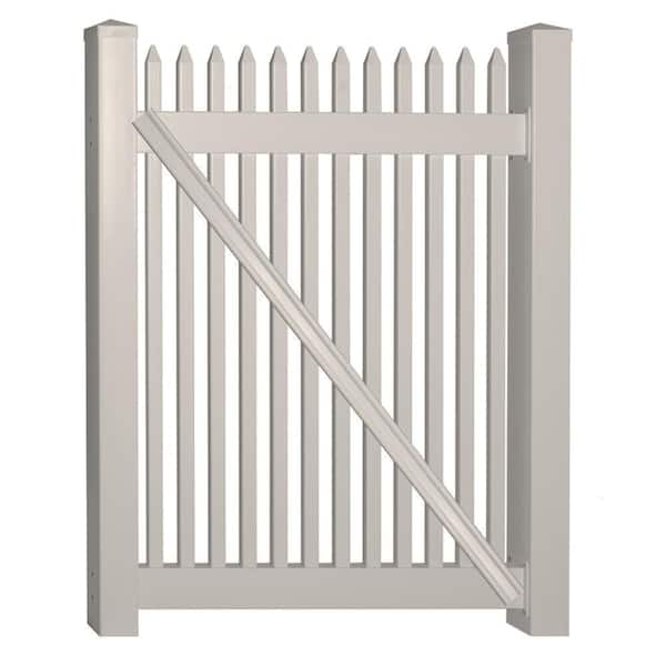 Weatherables Hartford 5 ft. W x 4 ft. H Tan Vinyl Picket Fence Gate Kit Includes Gate Hardware