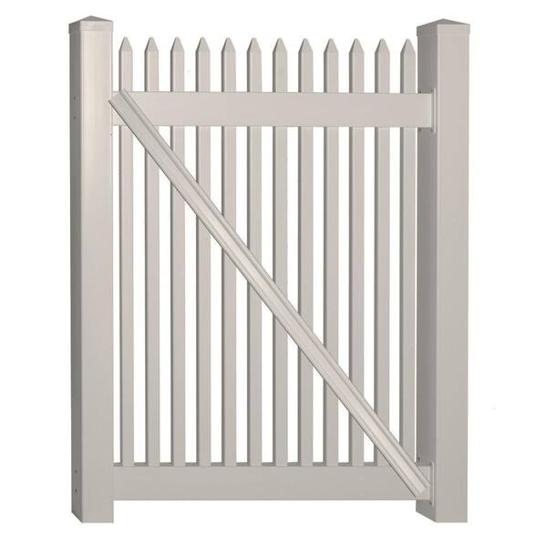 Weatherables Hartford 5 ft. W x 5 ft. H Tan Vinyl Picket Fence Gate Kit Includes Gate Hardware