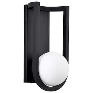 Cradle Matte Black Aluminum Hardwired Outdoor Wall Lantern Sconce with Integrated LED