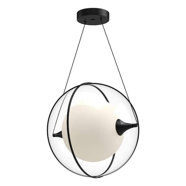 KUZCO Aries 16 in. 1 Light 21-Watt Black Integrated LED Pendant Light