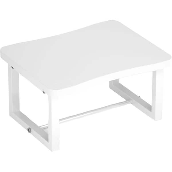 Wooden Step Stool 500 lbs. Capacity Wide Bed Step Stool Solid Metal Frame Wood White Finish