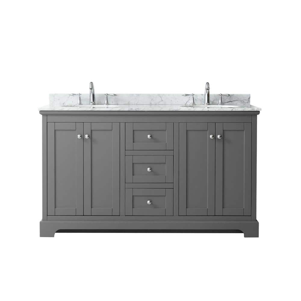 Avery 60" Dark Gray Double Bathroom Vanity with Marble Top