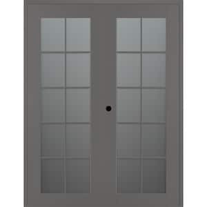 Vona 10 Lite 36 in. x 80 in. Right Active 10-Lite Frosted Glass Gray Matte Wood Composite Double Prehung Interior Door