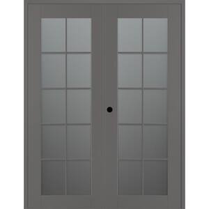 Vona 10 Lite 48 in. x 84 in. Right Active 10-Lite Frosted Glass Gray Matte Wood Composite Double Prehung Interior Door
