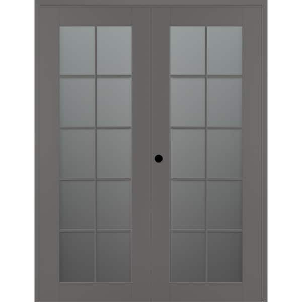 Belldinni Vona 10 Lite 72 in. x 96 in. Right Active 10-Lite Frosted Glass Gray Matte Wood Composite Double Prehung Interior Door