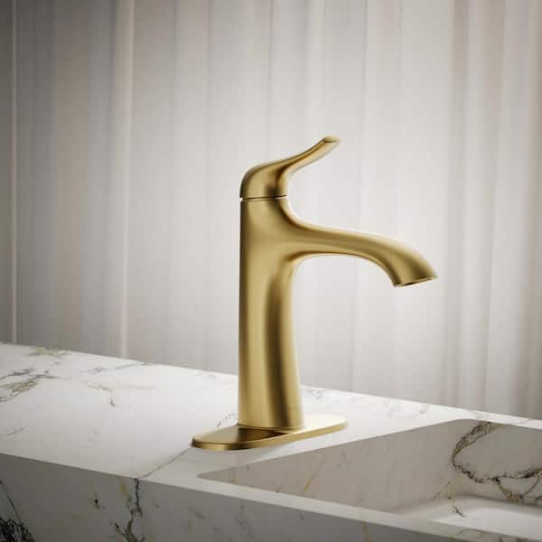 Easmor Single-Handle Single Hole Bathroom Faucet in Vibrant Brushed Moderne Brass