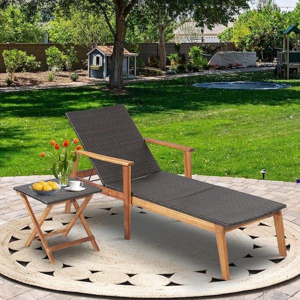 Costway patio rattan lounge chair discount