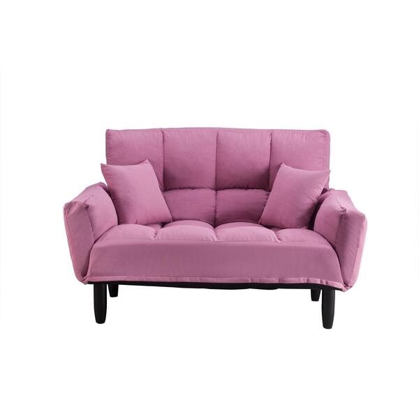 Harper & Bright Designs 74.8 in. Pink Polyester 2-Seater Twin Sleeper Sofa Bed with Tapered Legs