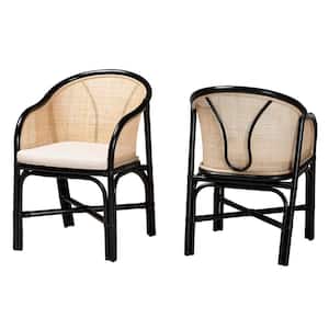 Miranda Black and Natural Rattan Dining Chair (Set of 2)