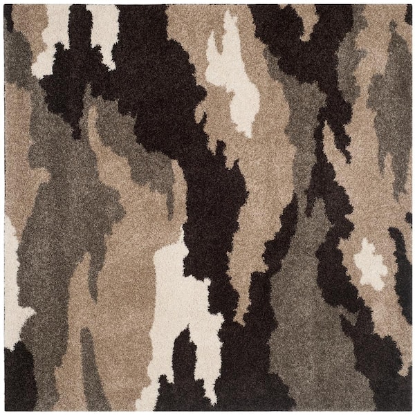 SAFAVIEH Florida Shag Beige/Multi 7 ft. x 7 ft. Square Floral Area Rug