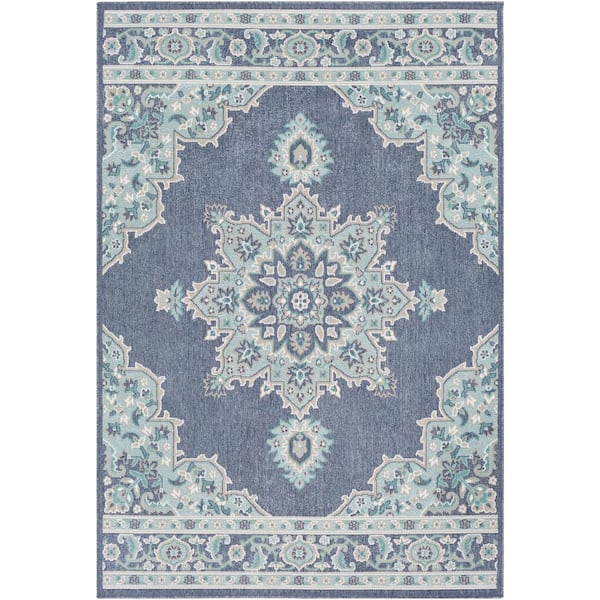 Livabliss Felix Aqua 6 ft. x 9 ft. Solid Indoor/Outdoor Patio Area Rug
