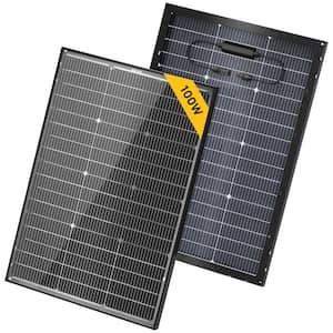 24V N-Type 100-Watt 16BB Bifacial Monocrystalline Solar Panel for RV Camping Boat Marine Log Cabin Roof, Black Frame