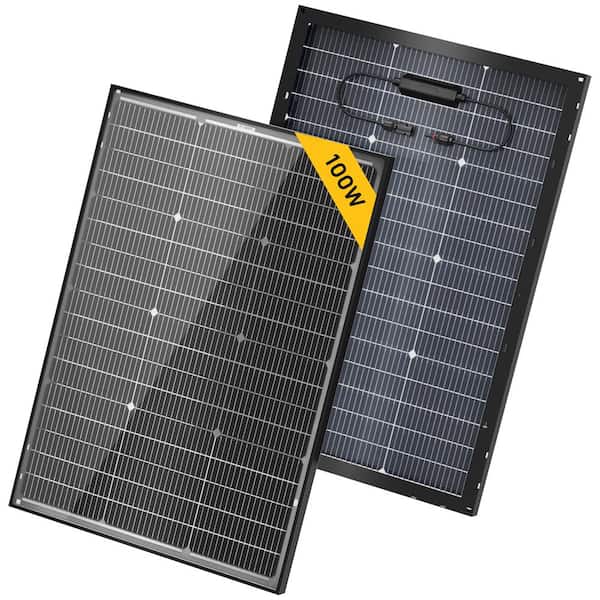 BougeRV 24V N-Type 100-Watt 16BB Bifacial Monocrystalline Solar Panel for RV Camping Boat Marine Log Cabin Roof, Black Frame