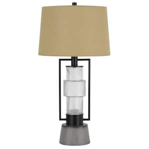 31 in. H Dark Bronze Metal Table Lamp with Cement Base and Night-Light