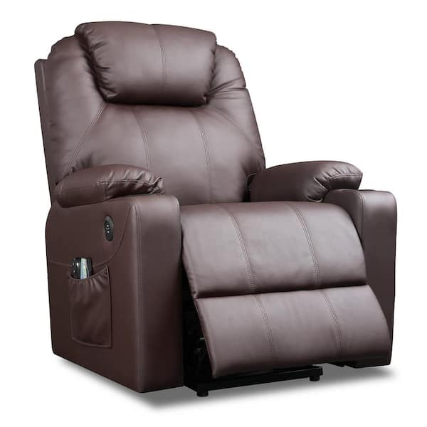 brown leather massage recliner chair