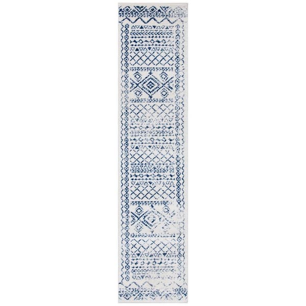 SAFAVIEH Tulum Ivory/Navy 2 ft. x 9 ft. Border Runner Rug