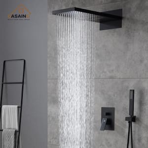 1-Spray Patterns with 2.5 GPM 22 in. Wall Mount Dual Shower Heads in Spot Resist Matte Black (Valve Included)