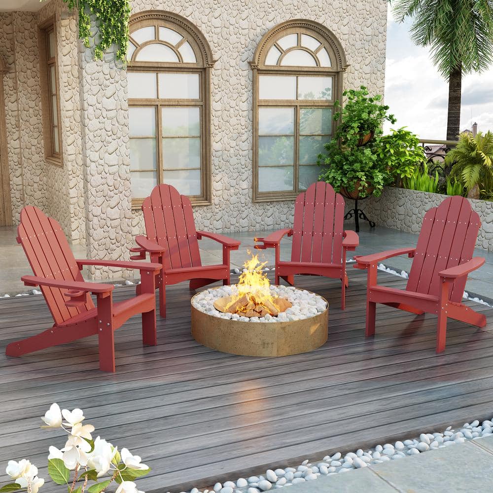 Phillida WineRed Recycled HIPS Plastic Weather Resistant Reclining Outdoor Adirondack Chair Patio Fire Pit Chair(4pack) price history on PriceWatchPro