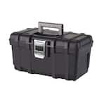 16 in. Plastic Portable Tool Box with Metal Latch (1.6 mm) in Black