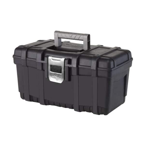 Husky 16 in. Plastic Portable Tool Box with Metal Latch (1.6 mm) in Black