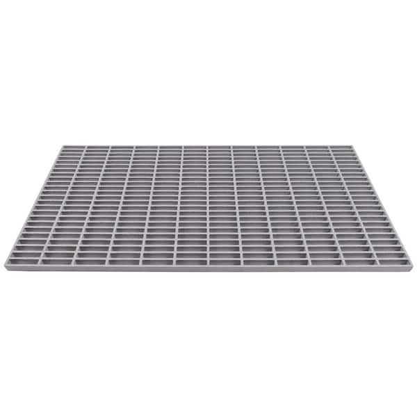 2 ft. x 4 ft. Grit-Top Series Composite Fiberglass Grating Deck Tile for Drain Cover, Garage, Walkway, Patio Deck, Gray