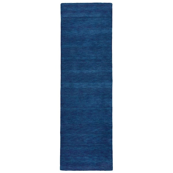 HomeRoots 2 ft. x 8 ft. Blue Solid Color Area Rug