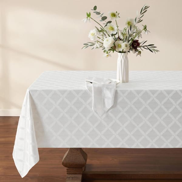 Lenox Laurel Leaf Tablecloth, White - 70"W x 86"L Rectangle