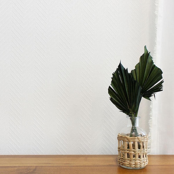 White Herringbone Paperweave Grasscloth Unpasted Textured Wallpaper Roll (Covers 72 sq. ft.)