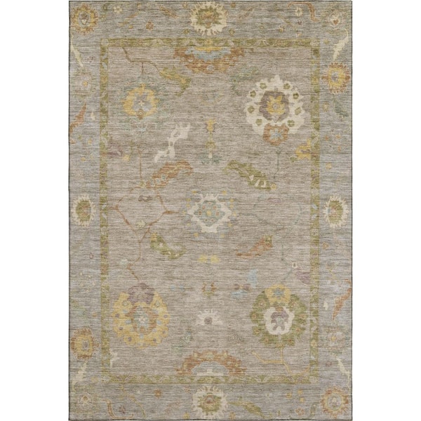 Mayfield Premium Machine Washable Abstract AMF2229 Khaki 10 ft. x 14 ft. Area Rug