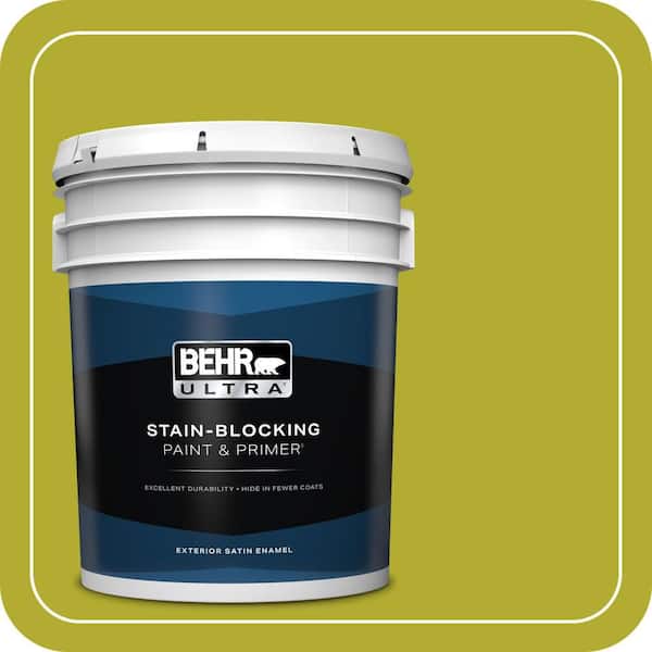 BEHR ULTRA 5 gal. #P340-6 Green Neon Satin Enamel Exterior Paint & Primer