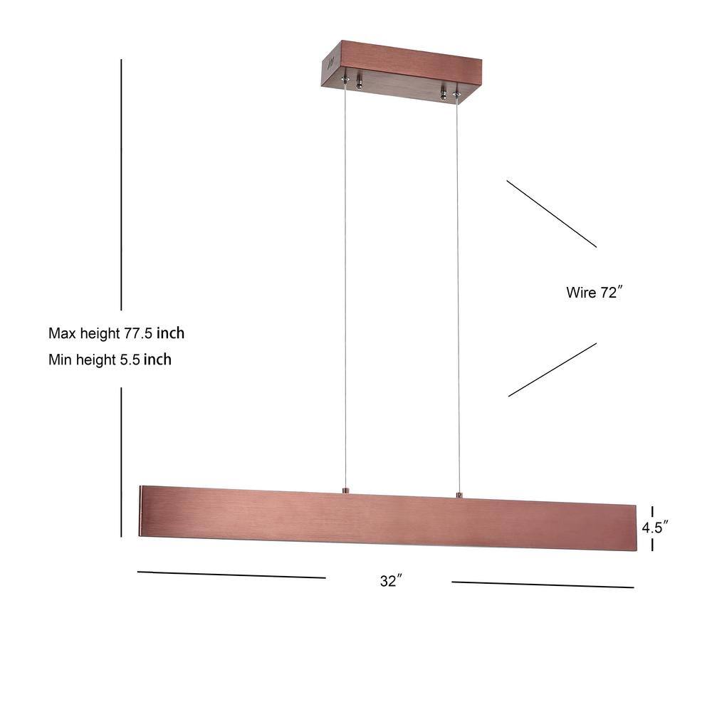 Draper 32" Anodized Bronze Adjustable LED Linear Pendant